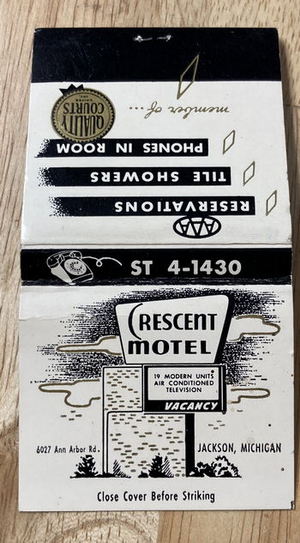 Colonial Inn (Crescent Motel) - Matchbook (newer photo)